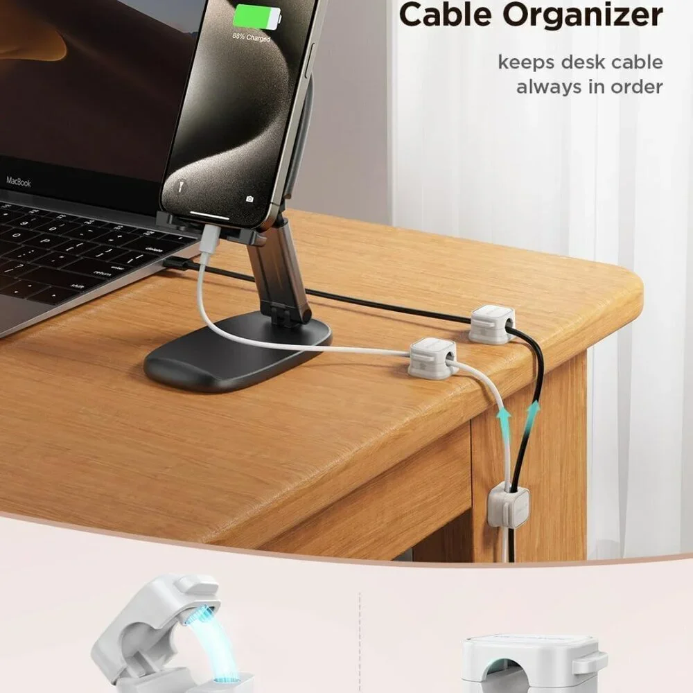 Magnetic Cable Clips 6 Pack Cord Holder Organizer Adhesive Wire Management Desk